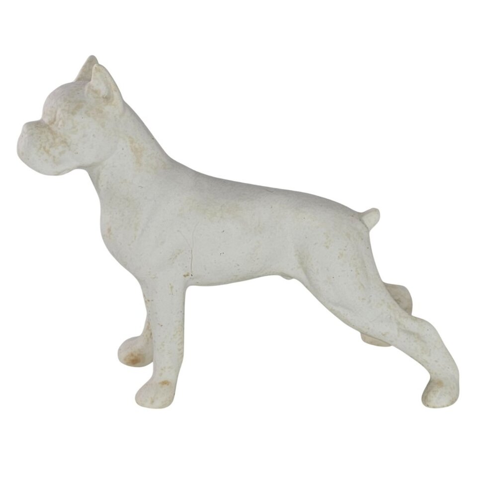 Vintage Goebel Bisque Boxer Dog Figurine Made West Germany White Dog